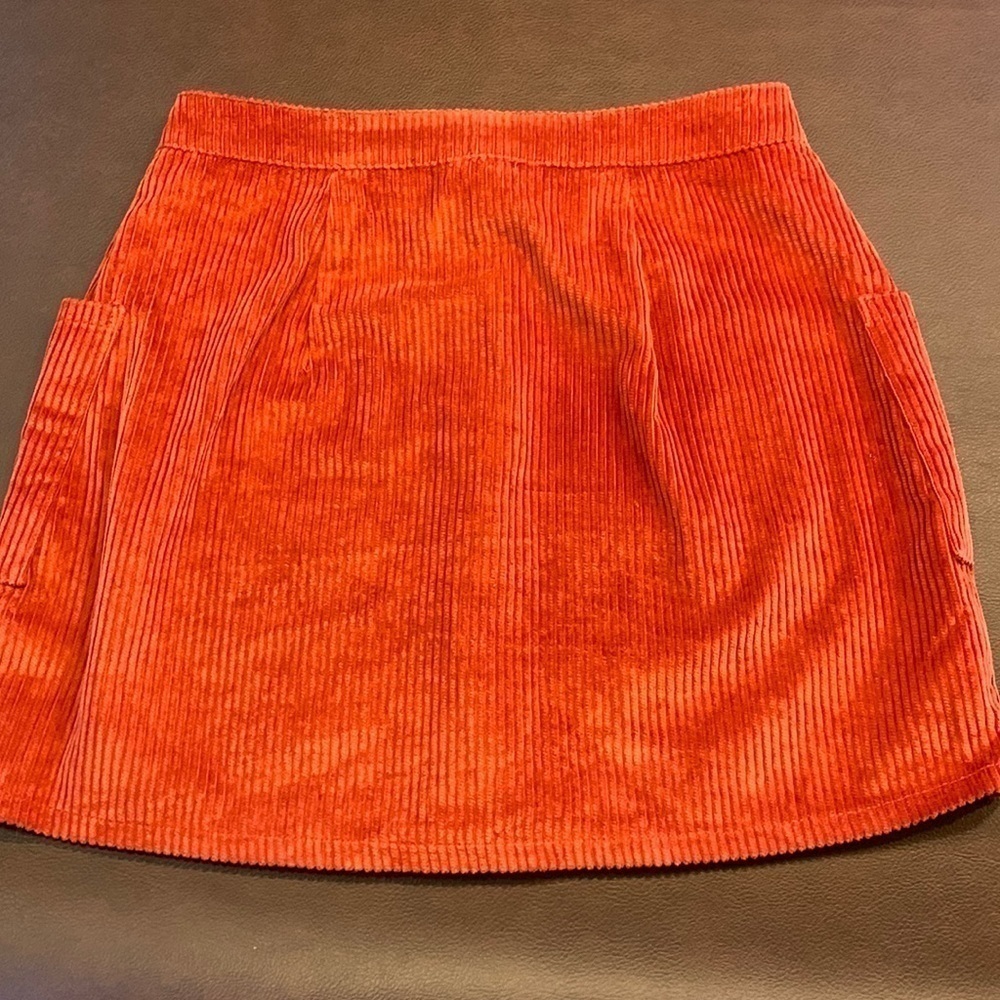 Charlotte Russe Corduroy Mini Skirt Rust Medium - Picture 10 of 12